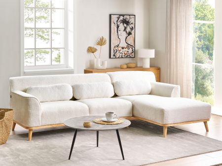 Canapea de colț - SIMOS 3-seater corner sofa Boucle White Left