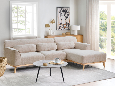 Sofas - 3-seater corner sofa SIMOS Chenille Beige Left
