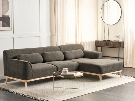 Canapele - Colțar cu 3 locuri SIMOS Velur Verde închis Stânga