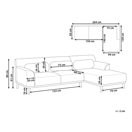 Colțar cu 3 locuri SIMOS Velur Verde închis Stânga [2]