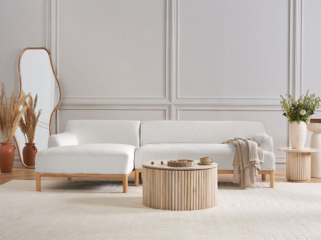 Canapea de colț - 3-seater corner sofa SOSJO Off-white Boucle Right