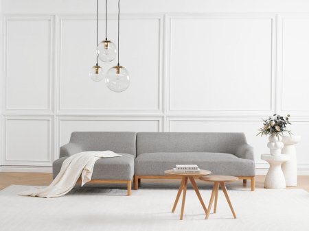 Canapele - Colțar cu 3 locuri SOSJO  Gri deschis Dreapta