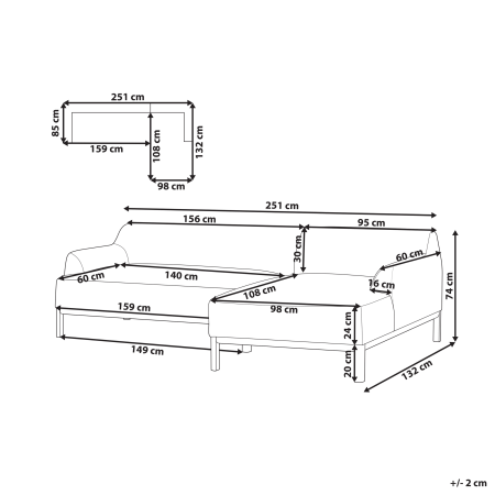SOSJO 3-seater corner sofa Taupe Left [2]