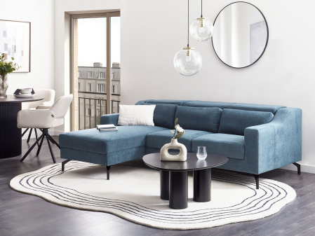 Canapea de colț - 4-seater corner sofa GLOSLI Chenille Blue Right