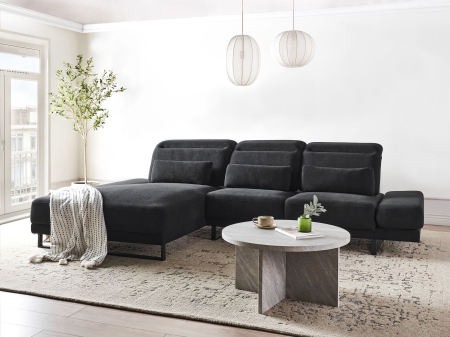 Canapele - Colțar cu 4 locuri IKAST  Negru Dreapta