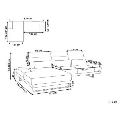 IKAST 4-seater corner sofa Beige Velour Right [2]