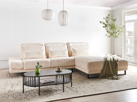 Canapele - Colțar cu 4 locuri IKAST Velur Bej Stânga