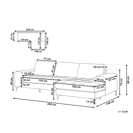 4-seater corner sofa KIRUNA Velvet Light Beige Left [2]