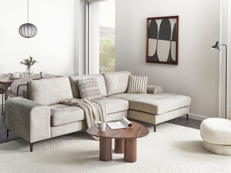 Canapea de colț - 4-seater corner sofa KIRUNA Velvet Light Beige Left