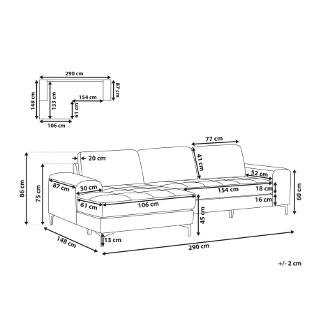 Colțar cu 4 locuri KIRUNA  Verde închis Dreapta [2]