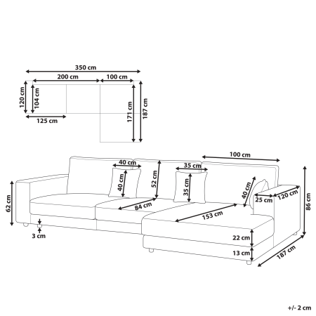 Colțar cu 4 locuri LOFOTEN  Alb-murdar Stânga [2]