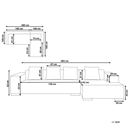 4-seater corner sofa LUNGO Boucle White Left [2]