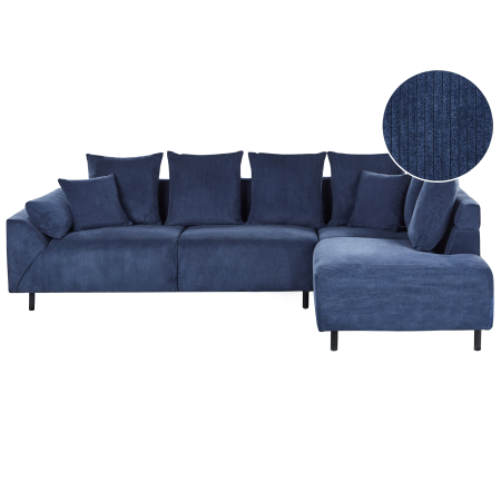 4-seater corner sofa bed LUNNER Dark blue velvet Left [1]