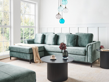 Canapea de colț - 4-seater corner sofa OSLO Velvet Green blue Right