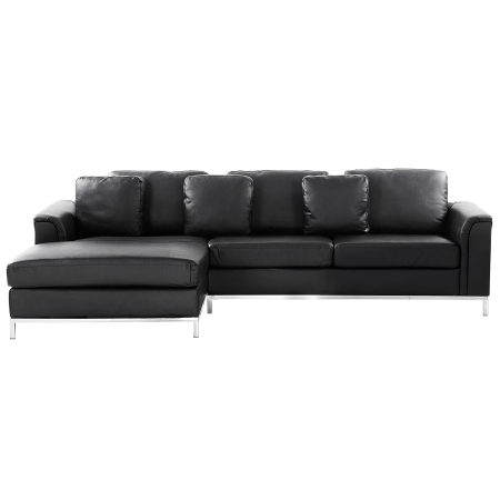 4-seater corner sofa OSLO Black genuine leather Right [1]