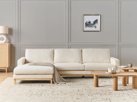 Canapea de colț - 4-seater corner sofa SIGGARD Boucle White Right