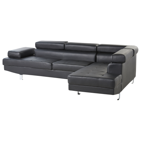 5-seater corner sofa NORREA Black eco-leather Left [3]