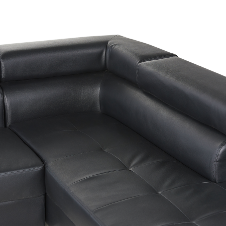 5-seater corner sofa NORREA Black eco-leather Left [6]