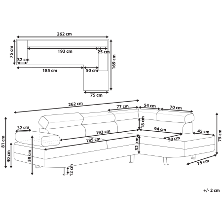5-seater corner sofa NORREA Black eco-leather Left [2]