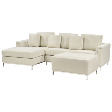 5-Seater Corner Sofa OSLO Beige with Ottoman Right [3]
