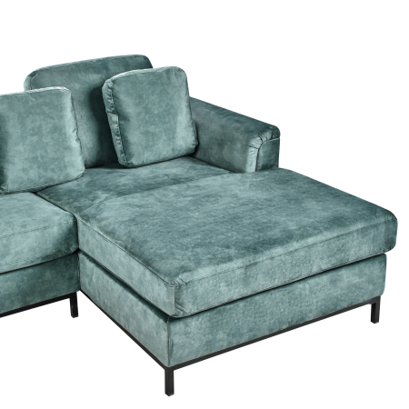 5-seater corner sofa OSLO Velvet Green blue with ottoman Left [9]