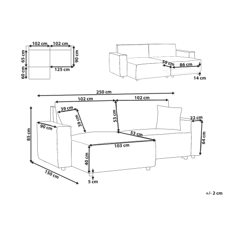 Colțar extensibil cu 3 locuri KARILA  Gri cu depozitare Dreapta [2]