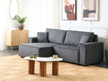 Canapea de colț - 3-seater corner sofa bed KARILA Dark grey with storage Right