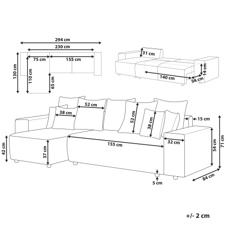 LUSPA 3-seater corner sofa Light grey with storage Right [2]