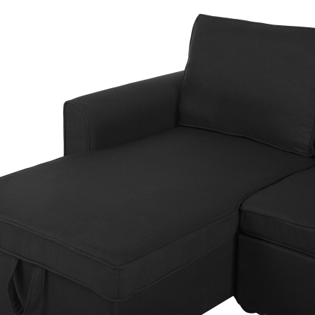 Colțar extensibil cu 3 locuri NESNA  Negru cu depozitare Dreapta [5]