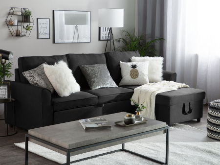 3-seater corner sofa NESNA Black with storage Left [3]