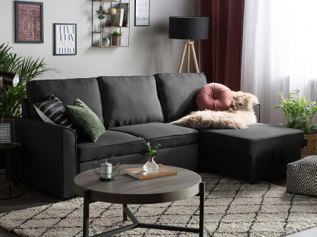 Canapea de colț - 3-seater corner sofa NESNA Black with storage Left