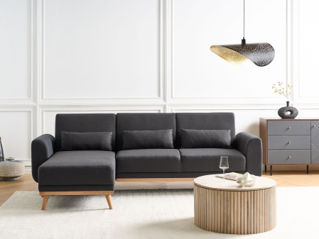 Canapea de colț - 3-Seater Corner Sofa OLLSTA Black Right