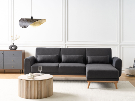 Canapea de colț - 3-seater corner sofa OLLSTA Black Left