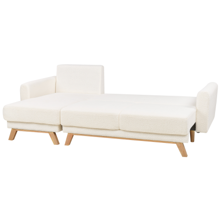 Colțar extensibil cu 3 locuri SIRO Boucle Alb-murdar cu depozitare Dreapta [6]