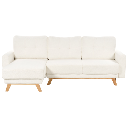 Colțar extensibil cu 3 locuri SIRO Boucle Alb-murdar cu depozitare Dreapta [3]