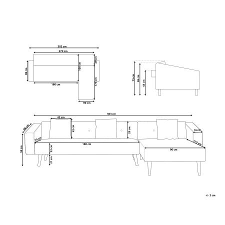 Colțar extensibil cu 4 locuri VADSO Catifea Verde smarald Stânga [2]