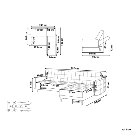 Colțar extensibil modular cu 4 locuri ABERDEEN  Gri închis Stânga [2]