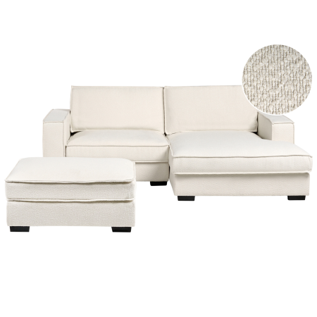 3-seater corner sofa KOLDING Boucle Light beige with ottoman Left [1]