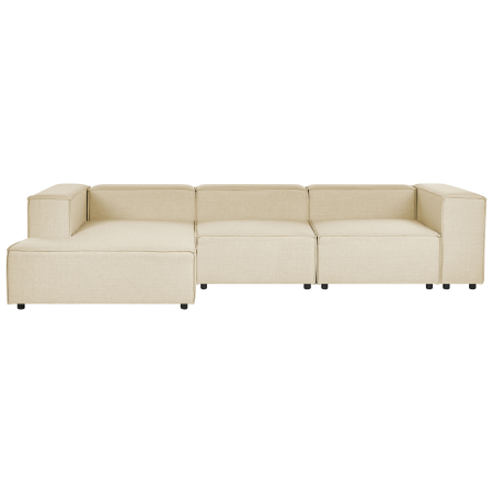 3-seater modular corner sofa APRICA Synthetic Linen Beige Right [1]