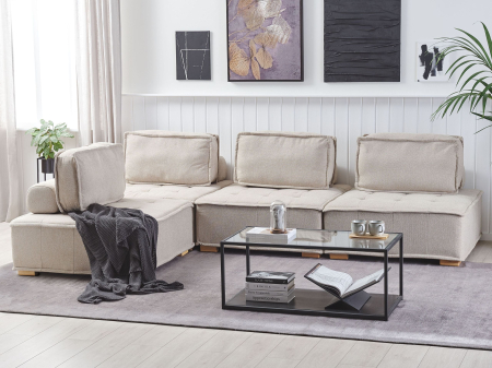 Canapea modulară - 4-seater corner sofa TIBRO Light beige Right