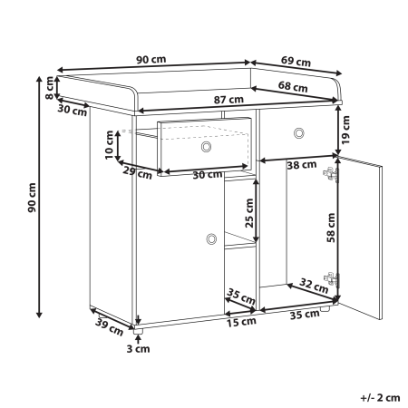 Comodă cu masă pentru înfășat DELISLE Maro deschis [2]