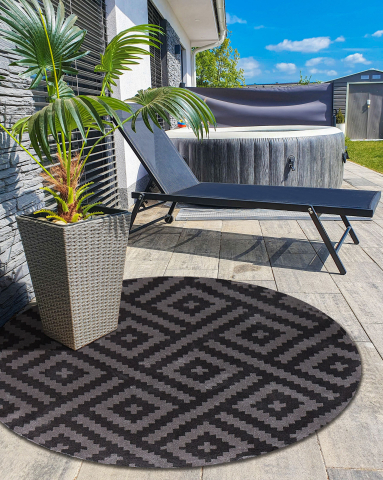 Covor de exterior - Covor de exterior AJMER Negru ø 160 cm