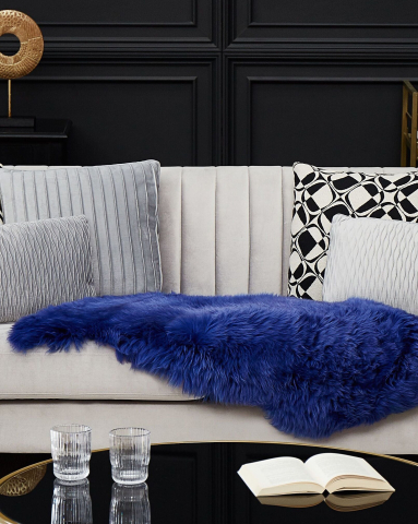 Covor din blană de oaie - ULURU Sheepskin Rug Navy Blue 65 x 110 cm