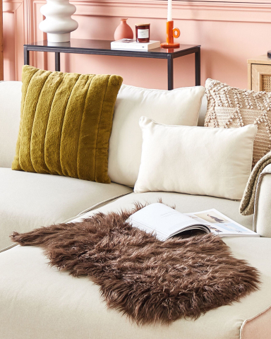 Covor din blană de oaie - Sheepskin rug ULURU Dark brown 65 x 110 cm