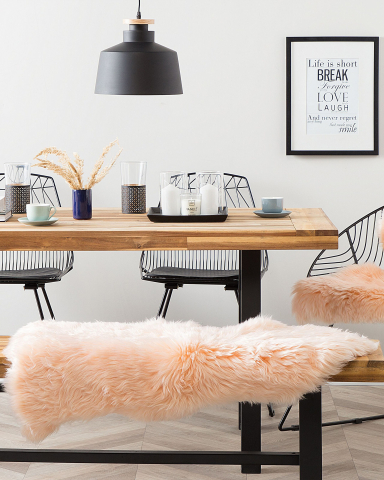 Covor din blană de oaie - ULURU Sheepskin Rug Peach Pink 65 x 110 cm