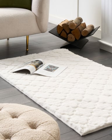 Covor cu fir lung - GHARO Faux Fur Rug White 80 x 150 cm