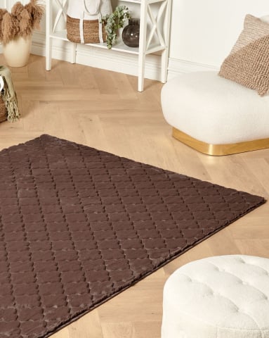 Covor cu fir lung - GHARO Faux Fur Rug Brown 160 x 230 cm