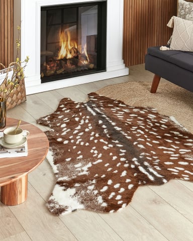 Covor din blană de oaie - KNOLL Faux Fur Rug Brown 130 x 170 cm
