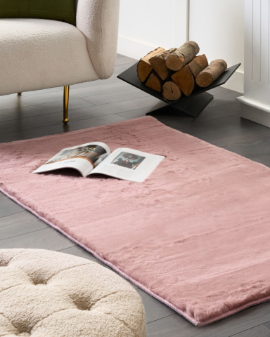 Carpets - MIRPUR synthetic fur carpet Pink 80 x 150 cm