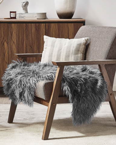Covor din blană de oaie - Faux fur rug MUNGO Grey 63 x 95 cm